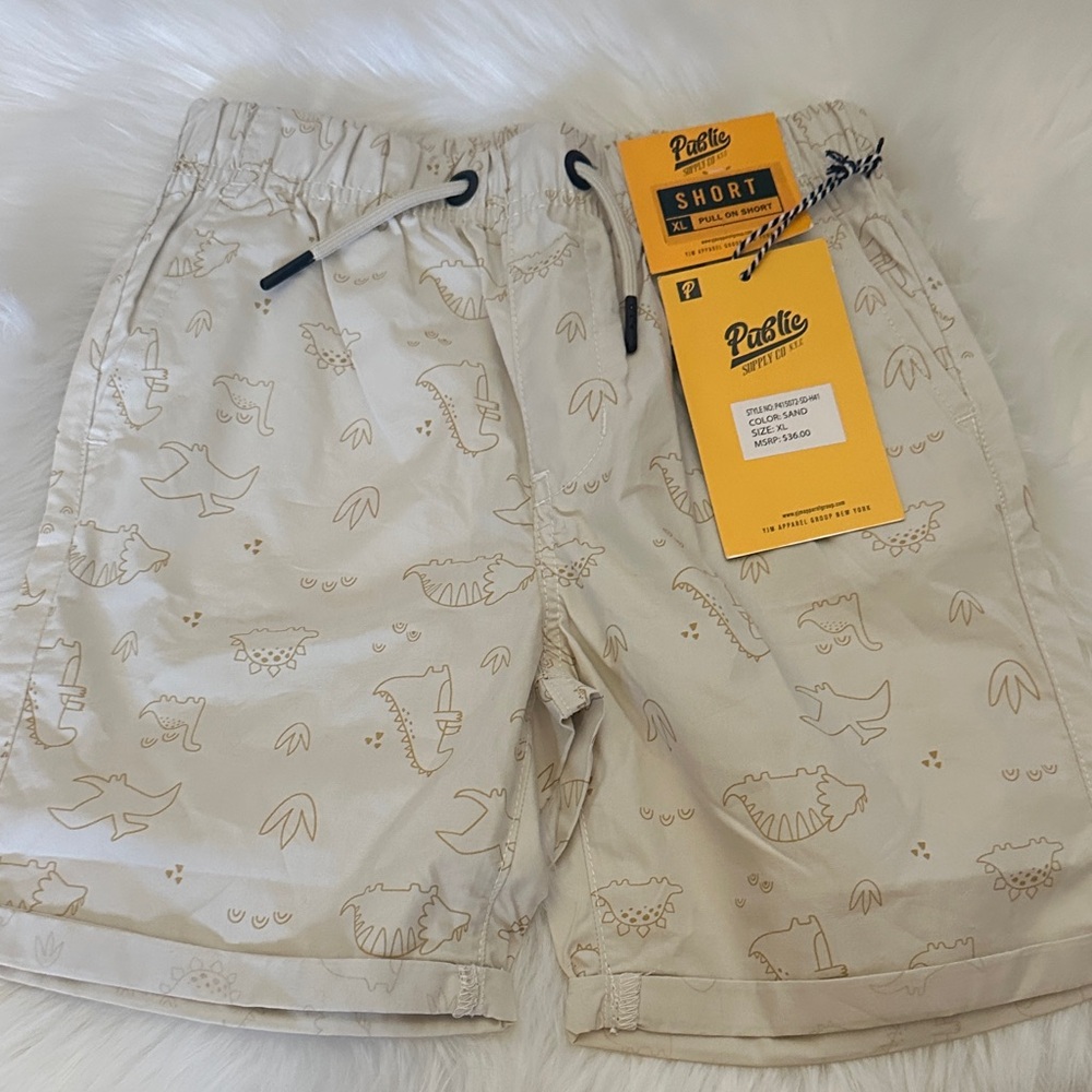 Pacifica Kids Dinosaur Print Shorts - Cream